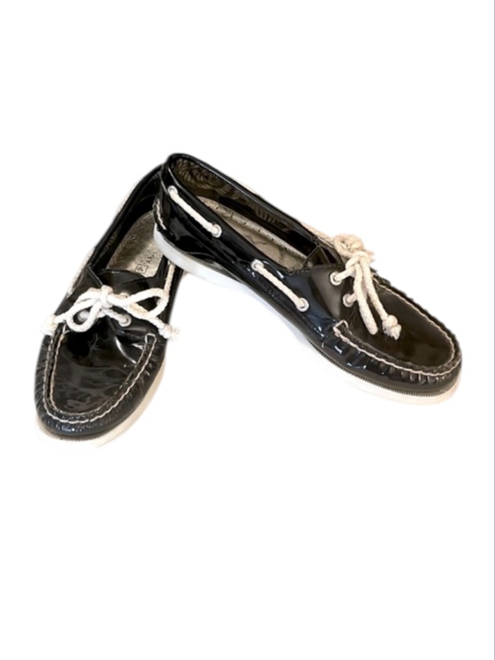Sperry Black Patent Leather Topsider Loafer Moccasin Non-stick Boat Shoes